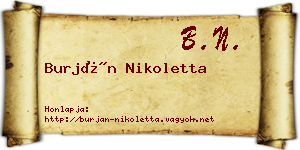 Burján Nikoletta névjegykártya
